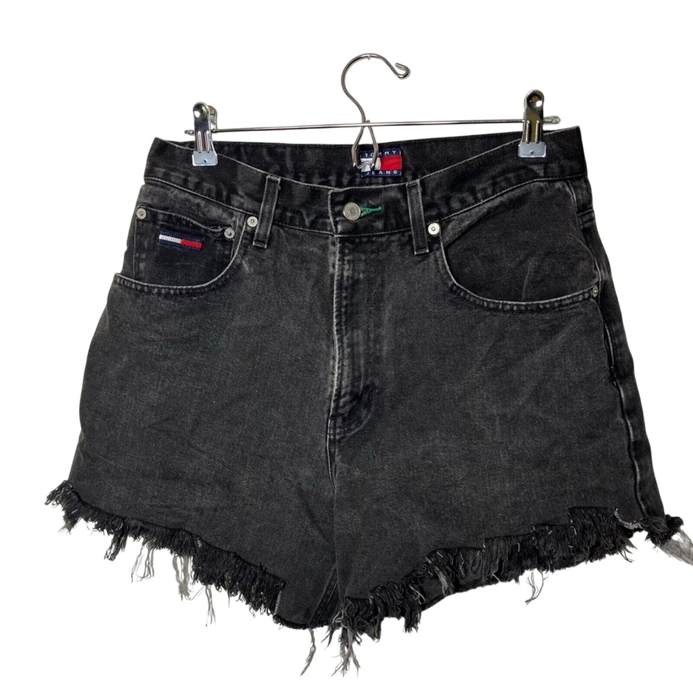 Vintage Tommy Hilfiger black‎ denim cut off shorts size 31 vintage y2k short